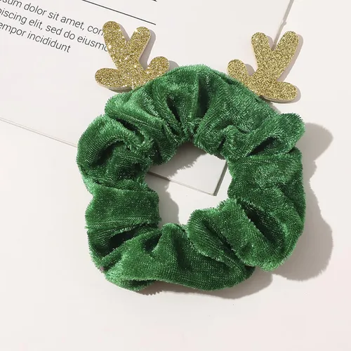 Miniatura 5 de 3 unidades de coleteros navideños de seda, lazos elásticos navideños con astas de alce navideño, suaves bandas elásticas para el cabello, lazos
