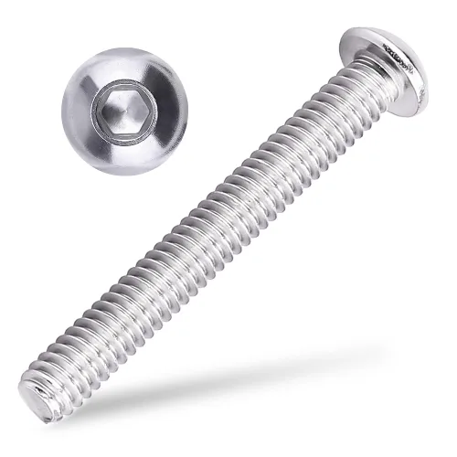 Miniatura 10 de Tornillos de cabeza de enchufe de 3/8-16 x 1 botón, acero inoxidable 304 18-8, rosca completa, rosca gruesa UNC, accionamiento hexagonal Allen, 5