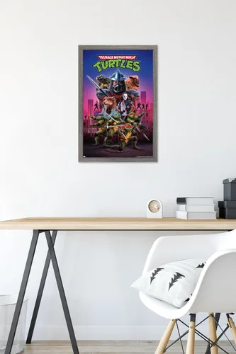 Miniatura 6 de Teenage Mutant Ninja Turtles (1990) - Póster de pared de una hoja, 22.4 pulgadas de largo x 14.7 pulgadas de ancho, versión enmarcada de madera