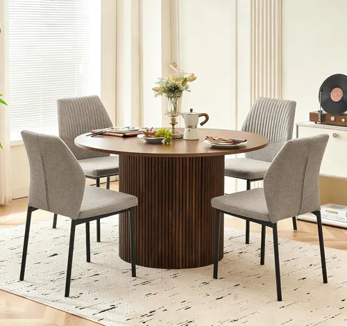 Miniatura 38 de Juego de mesa de comedor redonda de 37 pulgadas para 4, juego de café pequeño moderno de mediados de siglo para comedor, cocina y apartamento