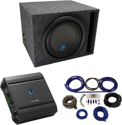 Miniatura 10 de American Sound Connection Alpine Bundle compatible con Universal Car S-W10D2 Type S Dual 10" Custom Loaded Sub Box Enclosure Sin amplificador