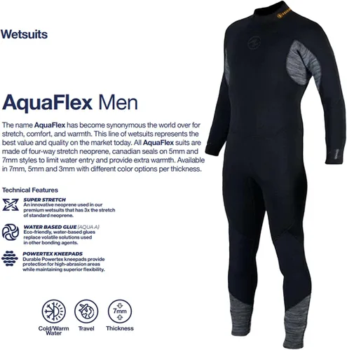 Miniatura 3 de Aqualung Men's AquaFlex Dive Wetsuit - Flexible 4-Way Stretch Neoprene Full Suit w/Powertex Knee Protection for Scuba Diving