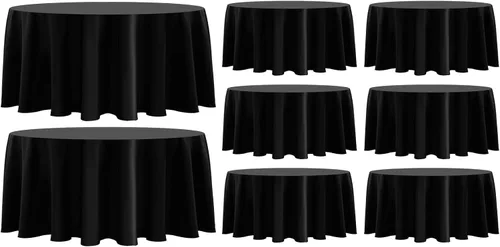 Miniatura 42 de Paquete de 2 manteles redondos de 90 pulgadas, manteles lavables de poliéster de lino decorativo para la mesa del comedor, banquetes, fiestas