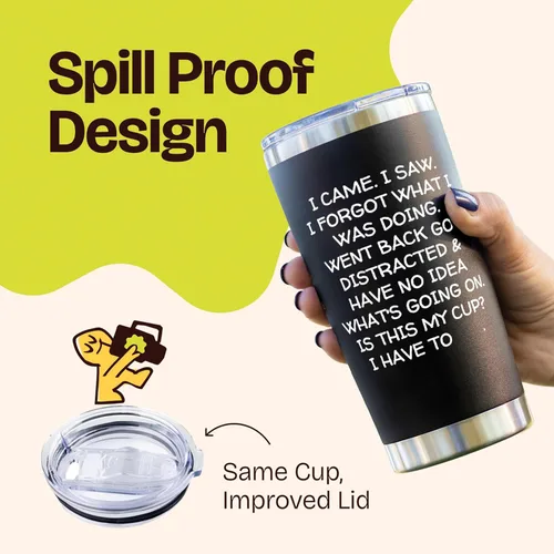 Miniatura 7 de KLUBI Regalos de cumpleaños para mujeres y hombres – Vaso con texto en inglés "I Came I Saw I Forgot" de 20 onzas, regalos de broma negra, Negro
