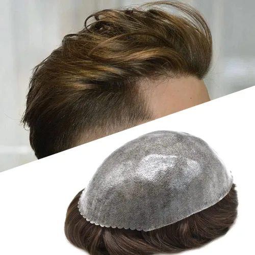 Miniatura 82 de Extensiones de pelo y tupés para hombre, sistema de cabello humano de poliéster completo para hombre, postizo de repuesto para hombre, protesis