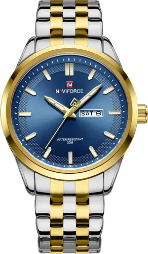 NAVIFORCE Relojes de pulsera de lujo para negocios minimalista con pantalla de calendario de acero inoxidable impermeable para hombres movimiento de