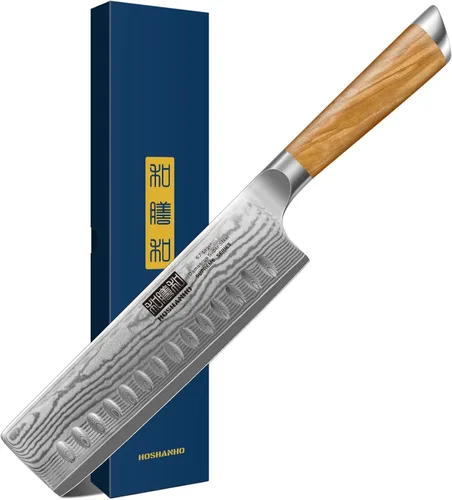 HOSHANHO Cuchillo Nakiri de Damasco de 16,5 cm, cuchillo de cocina japonés súper afilado de Damasco 10Cr15CoMoV, cuchillo de cocina y de verduras