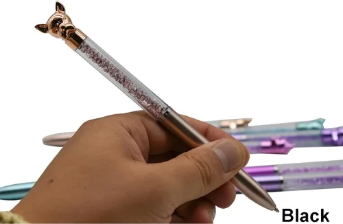 Miniatura 5 de Maydahui 12 bolígrafos con forma de perro, bolígrafo Bulldog retráctil, diamantes de imitación brillantes, lindos bolígrafos de animales