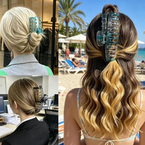 Miniatura 6 de Pinzas para el cabello extra grandes de 5.5 pulgadas para cabello largo y grueso, pinzas para el cabello de mujer, 2 unidades, accesorios