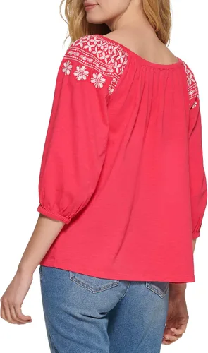 Miniatura 4 de Tommy Hilfiger Top de punto casual bordado con hombros descubiertos para mujer