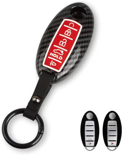 Miniatura 12 de x xotic tech Funda de carcasa para llavero de ABS con patrón de fibra de carbono negro mate, compatible con Nissan Titan Altima GT-R 370Z Maxima