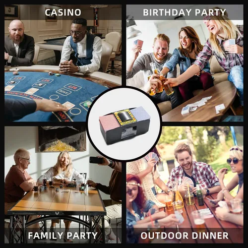 Miniatura 6 de Homwom Barajador automático de cartas de juego, UNO, Texas Hold'em, Poker, juegos de cartas caseras, blackjack, máquina de barajar póquer eléctrica