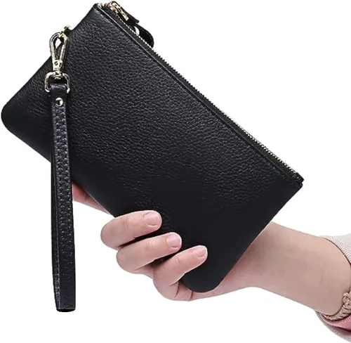 Miniatura 2 de Cartera de cuero delgada con bloqueo RFID para mujer