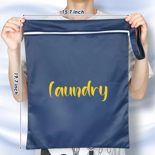 Miniatura 2 de Shappy 2 piezas de bolsa grande de lavandería de viaje, lavable, impermeable, bolsa grande de ropa sucia húmeda y seca, para baño y ejercicio