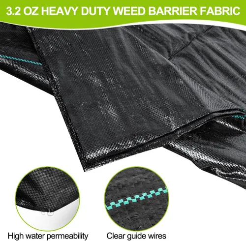 Miniatura 3 de 3ft x 50ft Weed Barrier Fabric Roll, 3.2oz Heavy Duty Woven Geotextile Ground Cover, Breathable Weed Block Cloth for Garden Beds, Vegetable Garden