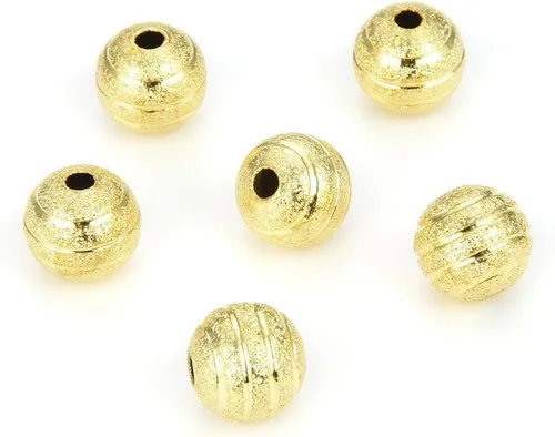 Miniatura 4 de 50pcs 0.315 in Corrugado Patrón de Cinta Redonda Cuentas 18K Oro Amarillo Chapado Espaciador para DIY Artesanía Joyería Fabricación CF233-8
