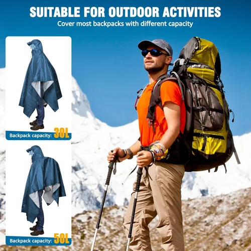 Miniatura 161 de ANYOO Poncho de lluvia con capucha para adultos, impermeable, ligero, para hombres y mujeres, chaqueta de lluvia reutilizable para emergencias al