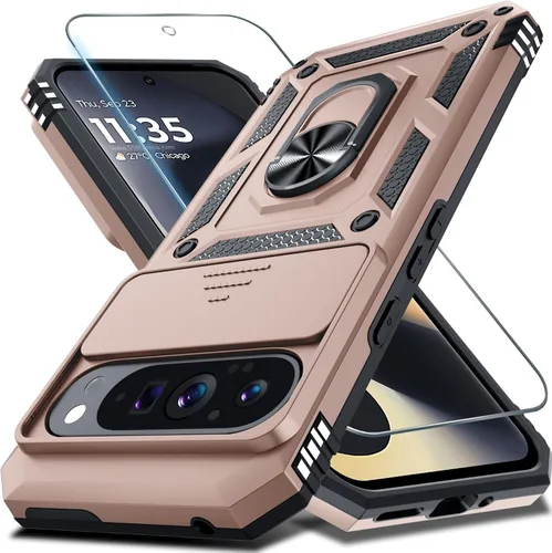 Miniatura 18 de Janmitta - Funda compatible con Google Pixel 9 Pro XL con cubierta deslizante para lente de cámara incorporada + protector de pantalla + soporte