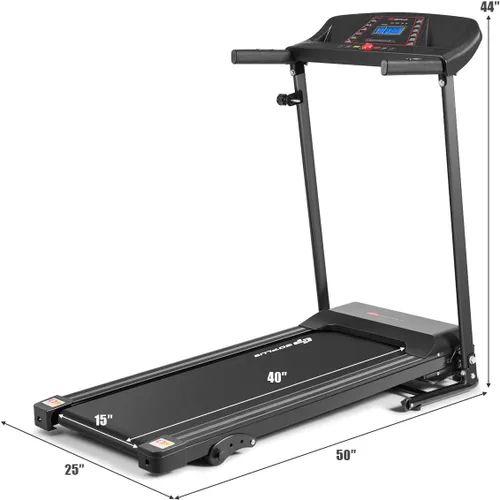 Miniatura 8 de Goplus Caminadora eléctrica plegable, inclinación ajustable y diseño de bajo ruido, con pantalla LCD y sensor de frecuencia cardíaca, máquina