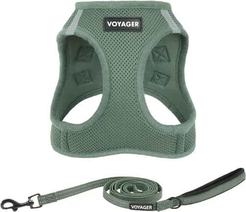 Miniatura 13 de Combo de arnés de malla Voyager Step-in Air para todo clima y correa reflectante para perro de 5 pies con mango de neopreno, para cachorros de razas