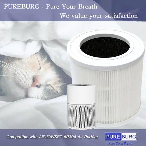 Miniatura 2 de PUREBURG Filtro de repuesto compatible con AIRJOWSET y GCZ AP304 purificador de aire, H13 True HEPA y filtración multicapa de carbón activado
