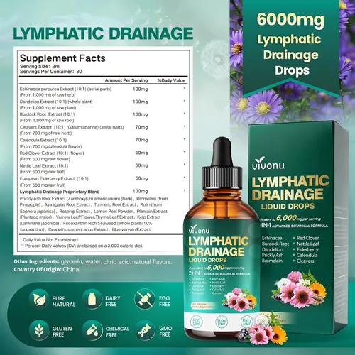 Miniatura 8 de Gotas de drenaje linfático 21 en 1 para liposomal, 6000 mg Suplemento de apoyo del sistema inmunológico y linfático para mujeres y hombres