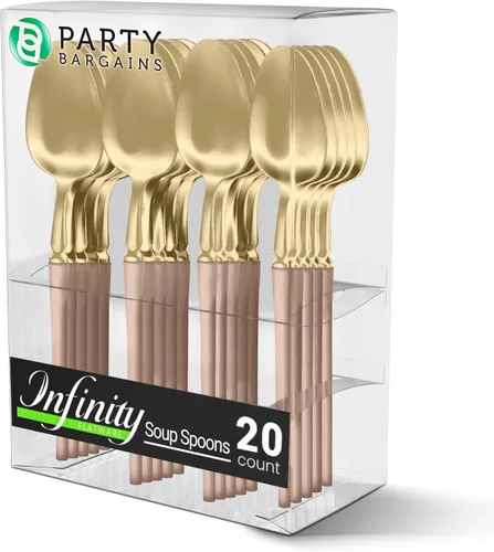 Miniatura 12 de Party Bargains Juego de cubiertos negros de plástico desechable, utensilios de diseño moderno infinito, paquete de 40: 16 tenedores, 8 cuchillos, 16