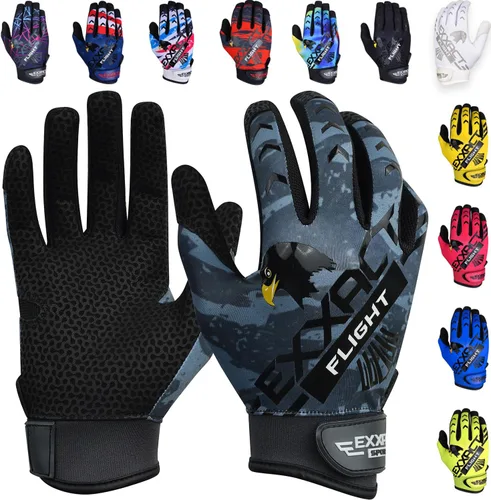 Miniatura 15 de Exxact Sports Guantes de bateo de béisbol para jóvenes y adultos con palma de cuero texturizada, guantes de bateo de sóftbol para mujeres/hombres