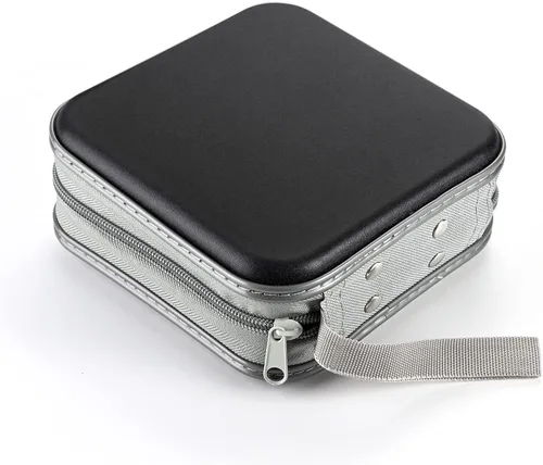 Miniatura 5 de LIOVODE Funda para DVD, estuche portátil para CD de 48 capacidades, almacenamiento de CD de plástico duro, organizador de cartera de DVD para Negro
