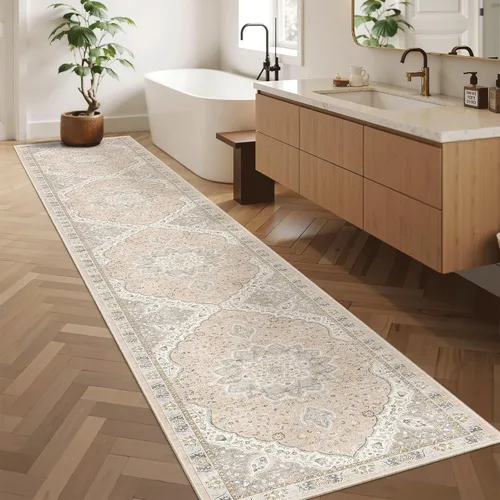 Miniatura 933 de Madane Tapete lavable de 2 x 10 pies para pasillo, cocina, recibidor, clásico, suave, antideslizante para interiores, casa de campo, baño, sala