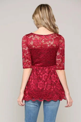 Miniatura 3 de HELLO MIZ Blusa de maternidad de encaje floral para mujer