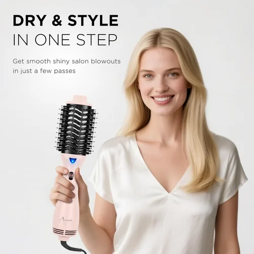 Miniatura 2 de Aima Beauty - Cepillo secador de pelo, secador de pelo de un solo paso y voluminizador con iones negativos para reducir el encrespamiento y la Rosa