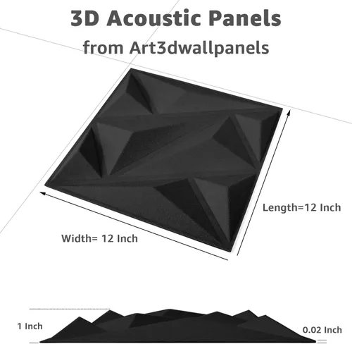 Miniatura 2 de Art3dwallpanels Paquete de 20 paneles acústicos de pared insonorizados de espuma acústica amortiguadores de sonido, absorción de sonido 3D, 12 x 12