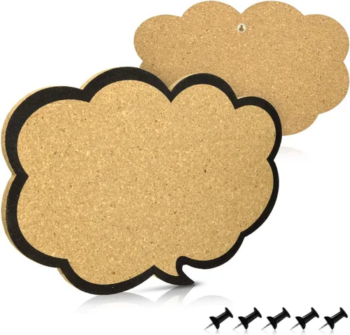 Miniatura 5 de Navaris Tablero de anuncios de corcho – Diseño de burbuja de pensamiento de 11 x 17 pulgadas, incluye 5 pines – Tablero de anuncios de mensajes