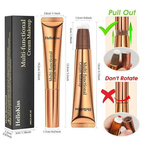 Miniatura 2 de Barra de belleza líquida para contornos líquidos, barra bronceadora mate con aplicador de cojín, ligera, mezclable, de larga duración, sedosa