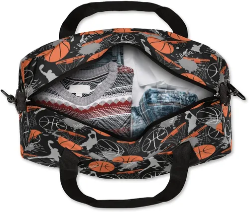 Miniatura 7 de Bolsa de lona deportiva de baloncesto para niños y niñas, bolsa de baile, temática de baloncesto, bolsas de gimnasio, bolsas de viaje durante