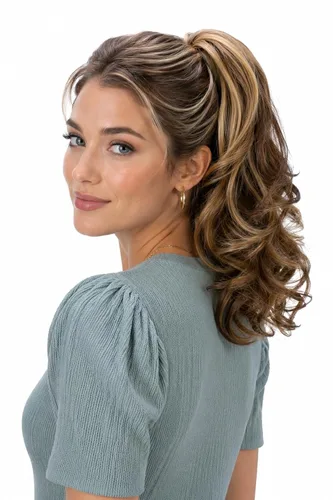 Miniatura 19 de PRETTYSHOP - Extensión de cabello rizado voluminoso, cola de caballo de 14 pulgadas con clip, resistente al calor