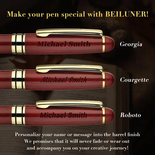 Miniatura 2 de BEILUNER Juego de Escritura de Bolígrafo de Madera Personalizado de Lujo, Palisandro - Elegante y Bonito Juego de Bolígrafos de Regalo para Firma