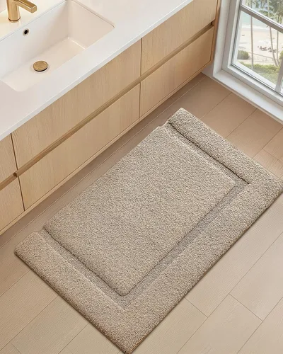 Miniatura 4 de Color&Geometry Alfombras de baño de color caqui, antideslizantes, grandes, absorbentes, de 17 x 30 pulgadas, alfombra de baño lavable, de secado