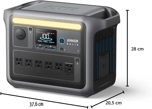 Miniatura 8 de Anker SOLIX C1000 Estación de energía portátil, generador solar de 1800 W (pico de 2400 W), carga completa en 58 minutos, batería LiFePO4 de 1056