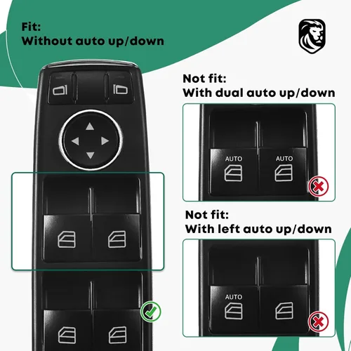 Miniatura 3 de YHTAUTO Interruptor de ventana principal eléctrico de repuesto para Mercedes-Benz C230 C250 C300 C350 C63 E350 E550 E63 AMG 2009-2012, 3 pines, sin