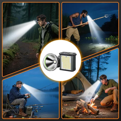 Miniatura 2 de Linterna frontal LED dividida recargable de alta potencia, con cargador y diseño impermeable, batería de larga duración, adecuada para caza, correr