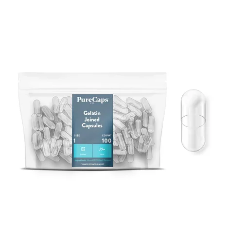 Miniatura 10 de PureCaps USA - Cápsulas de gelatina vacías tamaño 1, 2,000 pastillas de gel vacías unidas, transparentes, certificadas sin OMG, Kosher, sin gluten