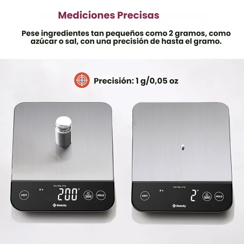 Miniatura 5 de Etekcity Báscula digital de cocina para alimentos, gramos y onzas para perder peso, hornear y cocinar, graduación precisa de 0.05 oz/1 g, 5