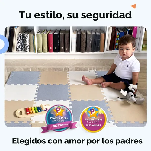 Miniatura 6 de MioTetto Tapete de juego para bebé, baldosas de espuma suave para el suelo para niños. Baldosas de espuma entrelazadas ajustables, se adapta a