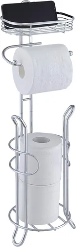 Portarrollos de papel higiénico SunnyPoint para baño, soporte pesado con reserva y estante, el área de reserva tiene suficiente espacio para cromado