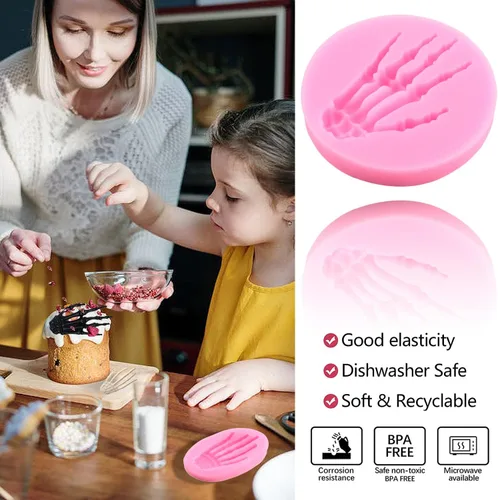 Miniatura 5 de Zixiang Moldes de silicona para Halloween, manos de esqueleto, para decoración de pasteles, pasta de goma de chocolate, arcilla polimérica