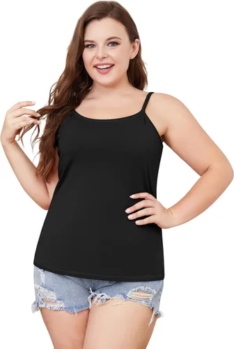 Miniatura 82 de Camisa Attraco de algodón, con tirantes estilo espagueti, con brasier incorporado, 2 paquetes, para mujer