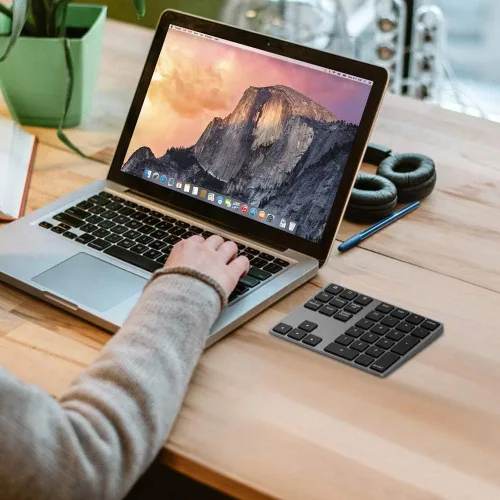 Miniatura 7 de Teclado Numérico Bluetooth, Lekvey Teclado Numérico Inalámbrico Recargable de Aluminio Delgado de 34 Teclas Teclado Numérico Externo Entrada