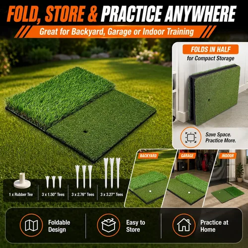 Miniatura 9 de Premium Golf Hitting Mat, 10mm Foam Padding with Rubber Backing Golf Mat, Golf Practice Mat for Indoor and Outdoor Training